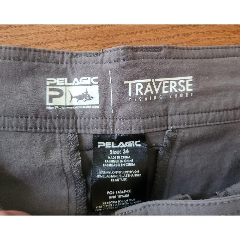 (2) Pelagic Shorts Mens 34 Gray Blue Traverse Hybrid Performance Fishing Cargo - Picture 5 of 6